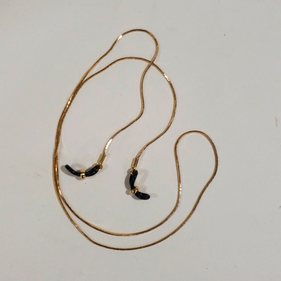 ✨ Express Gold-Tone Snake Chain Eyeglass Holder w/ Black Accents Women's Jewelry - Picture 3 of 9